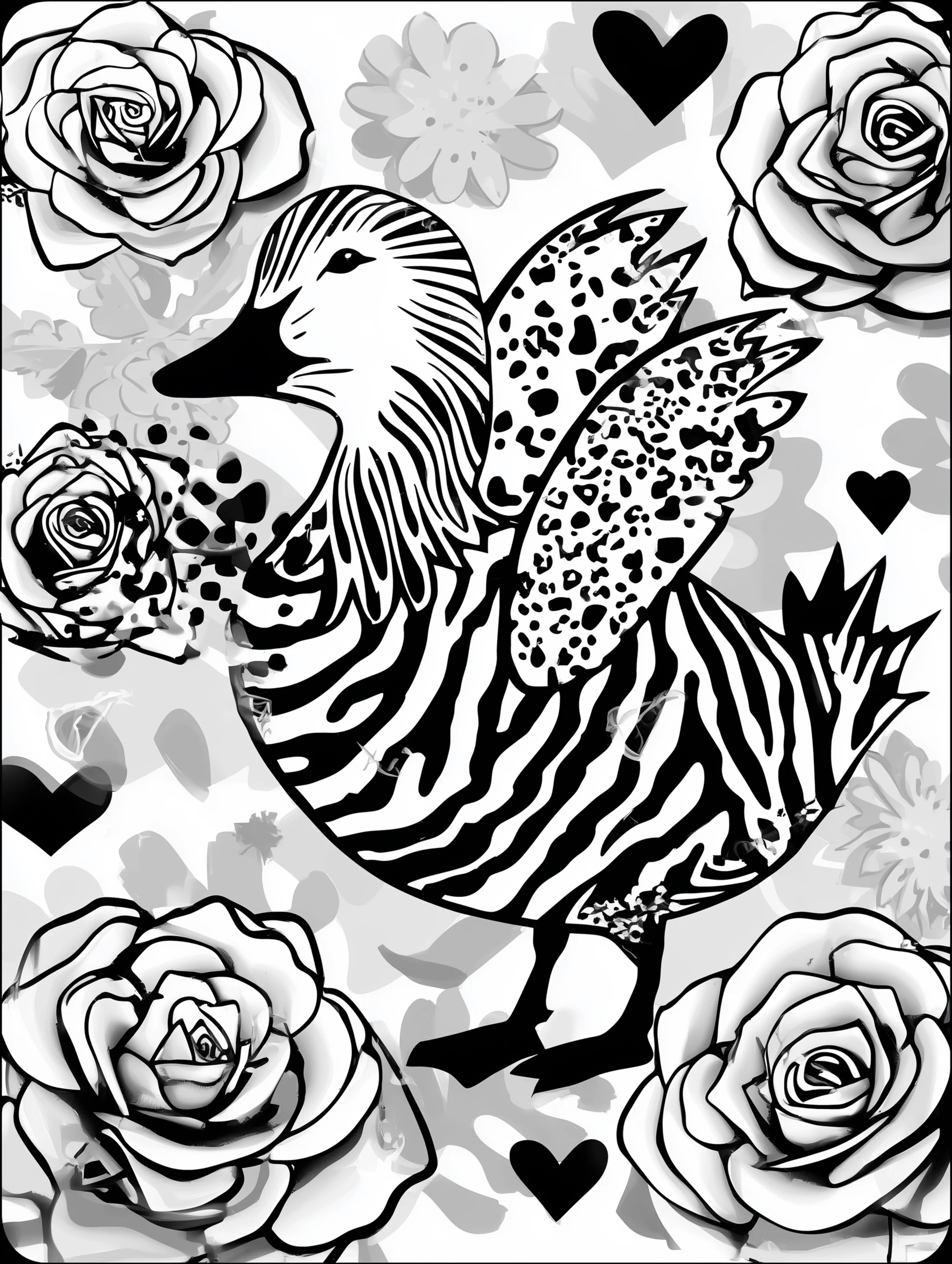 Free printable duck coloring page for adults featuring a duck lifting its wings